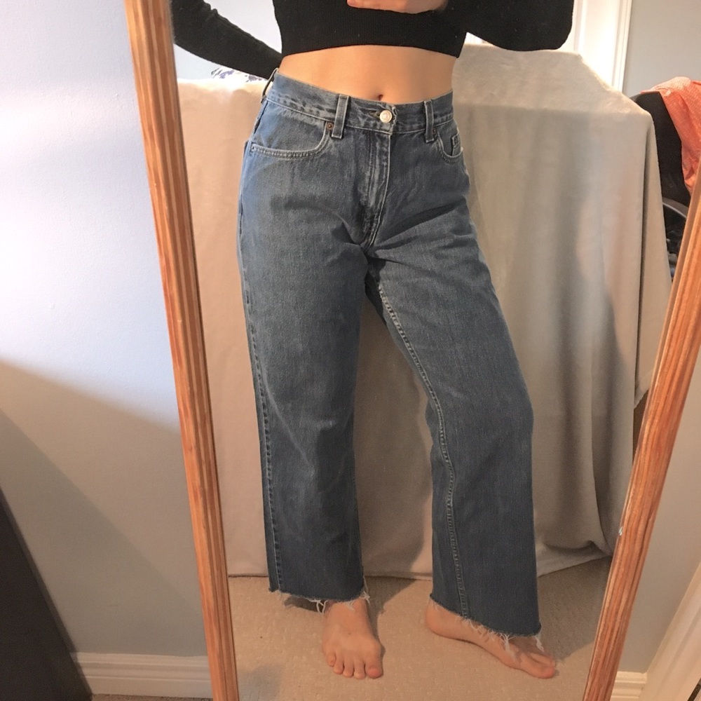 Levi’s Wide Leg Raw Hem Medium Blue Denim Jeans